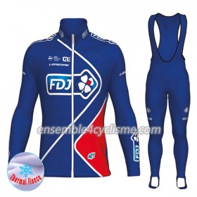 Tenue Maillot M/L + Collant à Bretelles 2017 FDJ Hiver Thermal Fleece N002